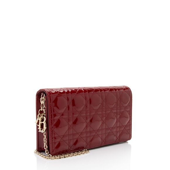 Dior Patent Leather Cannage Lady Dior Wallet on Chain - Picture 2 of 9